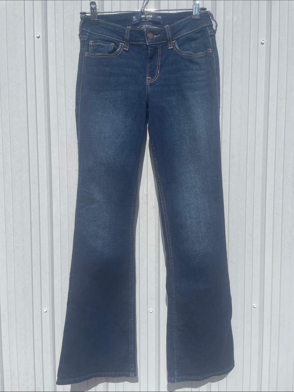Hollister Dark Blue Low-Rise Boot Flare Jeans - Wide Leg Denim